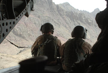 Helicopter crew members in Afghanistan.