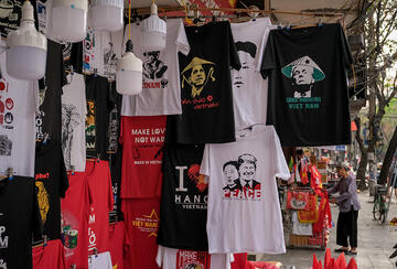 T-shirts with Trump and Kim for sale in Vietnam