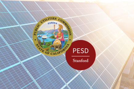 CPUC and PESD logos in foreground of solar panel