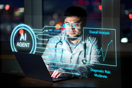 A photo illustration of an AI Agent for healthcare