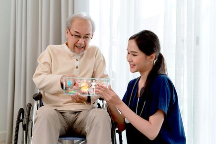 Nurse and Patient using AI to explain medical tests