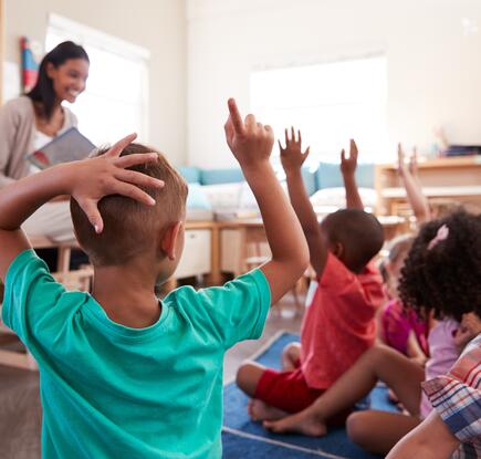 A teacher with preschool kids