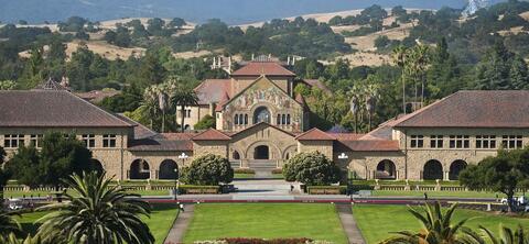 view of Stanford University from main entrance