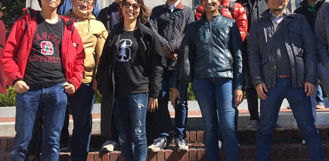 Global Affiliate visiting fellows (2017-18 cohort) posing for the camera during a visit to UC Berkeley. Photo credit: Denise Masumoto.
