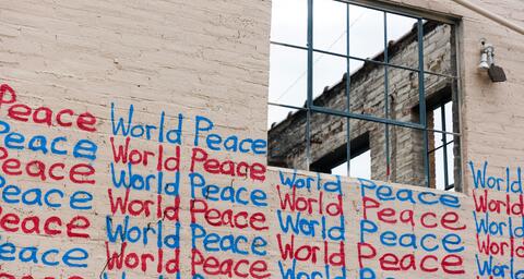 World peace sign on wall