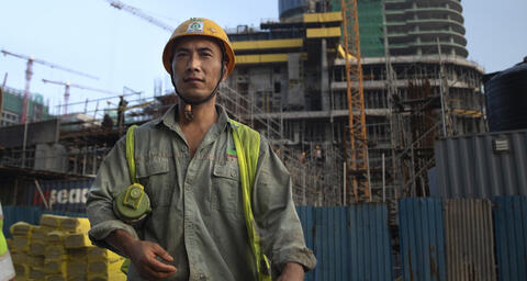 Chinese construction workers in Colombo, Sri Lanka