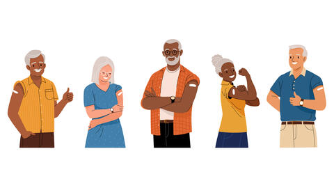 Illustration of Older People Getting Vaccines