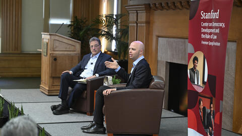 Journalist and author Amir Tibon spoke with Larry Diamond at the May 12 event.