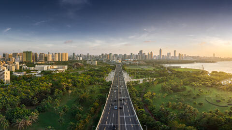 Landscape aerial view of Haikou City, China.