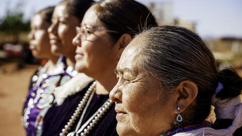 Navaho women observing land