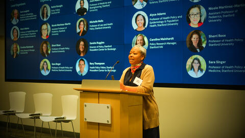 Stanford Health Policy's Alyce Adams addresses AI conference