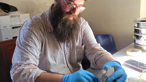 Nicholas Cullen conducting residue sampling