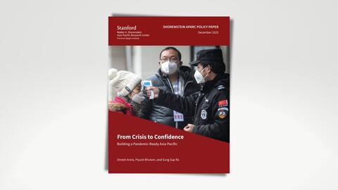 Cover of APARC policy paper featuring a photo of COVID-19 temperature testing in China.