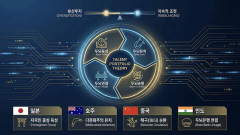 Illustration of the four component of 'Talent Portfolio Theory' and technology concept.
