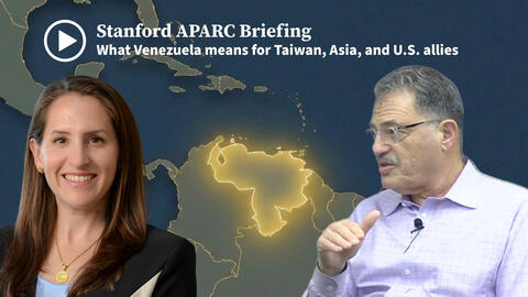 Oriana Skylar Mastro (left), Map of Venezuela (center), and Larry Diamond (right)