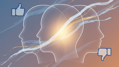 decorative image of three silhouettes of faces in profile with thumbs emoji