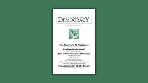 April 2026 cover of the Journal of Democracy on green background