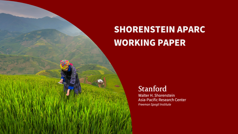 Banner for Shorenstein APARC working papers, showing a photo of a woman tending to plants in a terraced rice field in Vietnam.