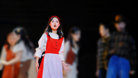 a person performing on a stage for a play