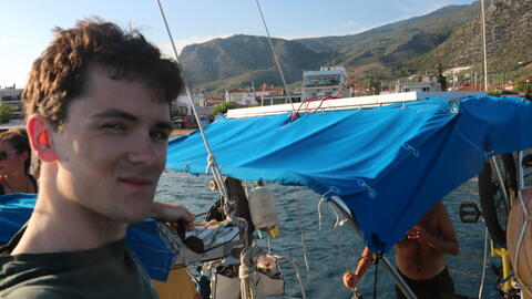 William Montgomeryon a boat in Greece