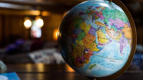 colorful globe on desk