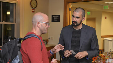 Graduate student Jacob Reidhead (left) and Koret Fellow Andray Abrahamian in conversation