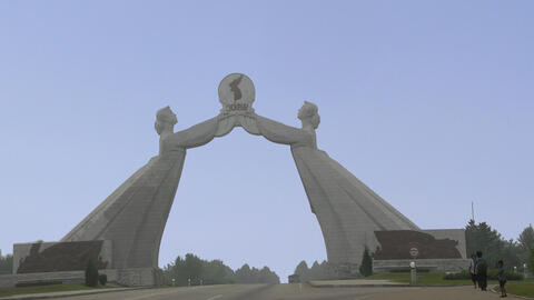 The Arch of Reunification in Pyongyang, North Korea.