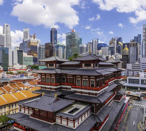 China town Singapore City at Buddha Tooth Relic Temple.