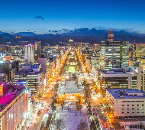 apporo Night View from Sapporo TV Tower in Sapporo City, Hokkaido, Japan.