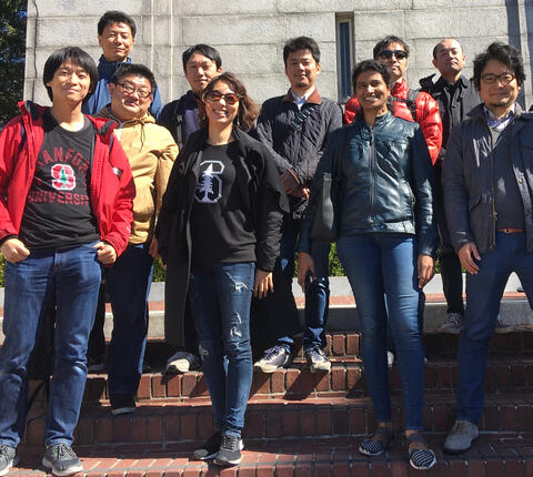 Global Affiliate visiting fellows (2017-18 cohort) posing for the camera during a visit to UC Berkeley. Photo credit: Denise Masumoto.