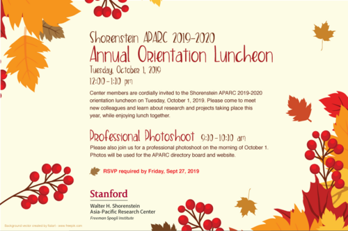 Shorenstein APARC 2019-2020 Annual Orientation Luncheon