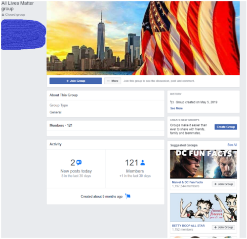 Screenshot of "All Lives Matter" account from Kosovo Screenshot of "All Lives Matter" account from Kosovo