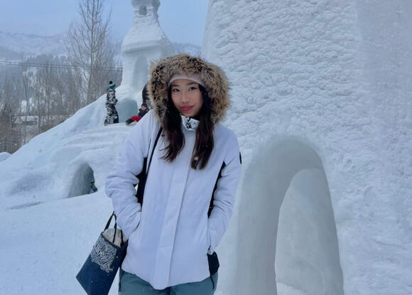 a person standing in the snow
