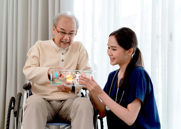 Nurse and Patient using AI to explain medical tests