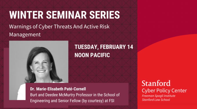 headshot of marie-elisabeth pate-cornell on cardinal background