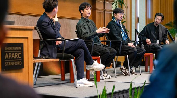 Afternoon panel, Japanese Traditional Culture, Innovation, and Global Expansion with (L to R) Banjo Yamauchi, Mitsuharu Kurokawa, Takahiro Yagi, Masataka Hosoo [Photo credit; Ken Hamel]