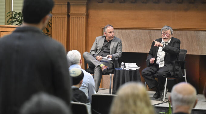 Judea Pearl answered questions from the audience at the annual Daniel Pearl Memorial Lecture.