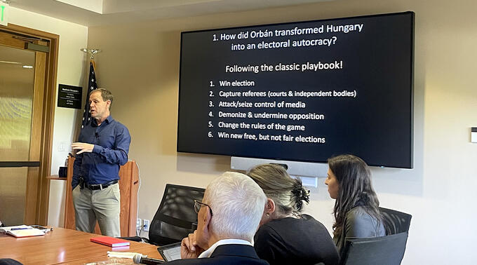 Daniel Keleman presented his research in a CDDRL seminar on April 16, 2026.