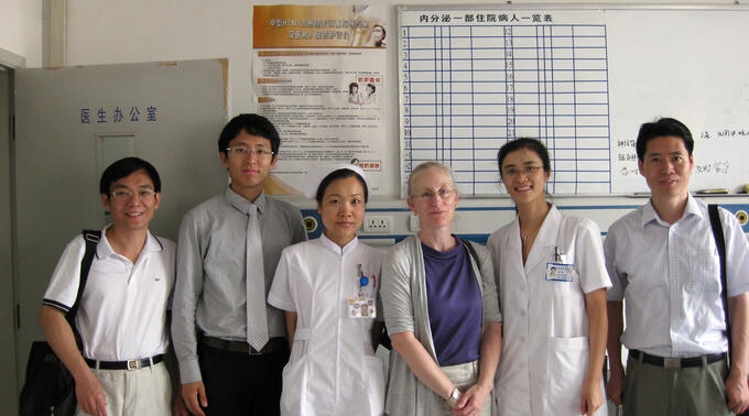 Karen Eggleston with physicians and nurses at Shandong Hospital, China