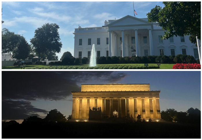 images of DC landmarks, White House and Lincoln Memorial