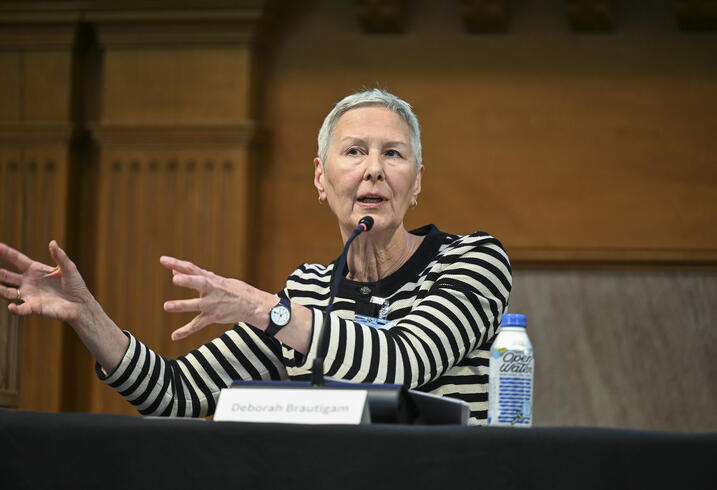 Deborah Brautigam speaks during a panel session.