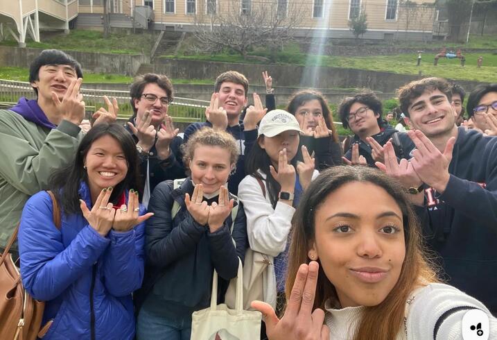 Students from the Forum for American-Chinese Exchange at Stanford posing together.