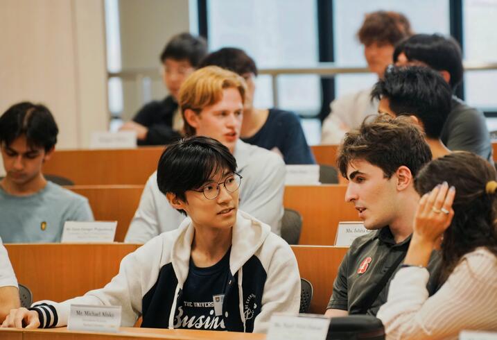 Students engage with one another in a classroom setting during the 2025 SCCEI Summer Study Program 