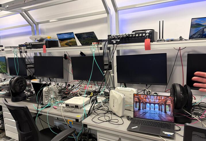 A rack of computers being used for AI security projects in Oxford, UK.