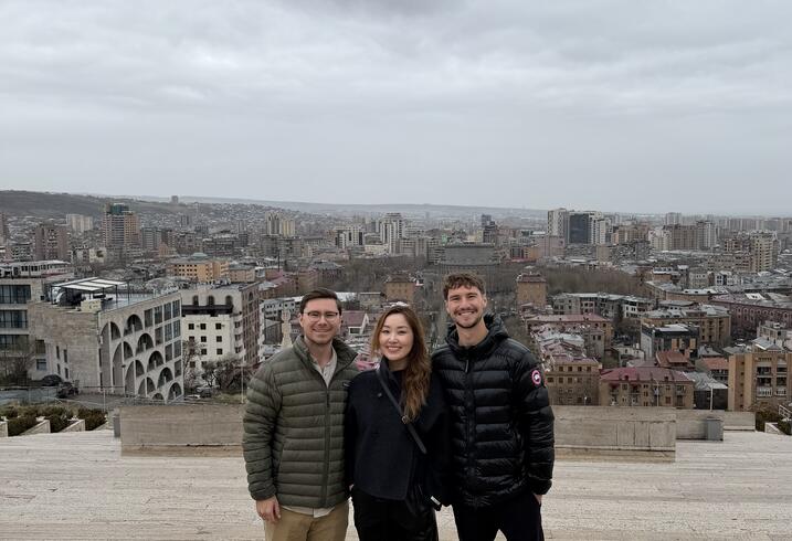 MIP students Tennyson Teece, Elena Kim, and Nik White in Armavir, Armenia, the sister city of Scranton, Pennsylvannia.
