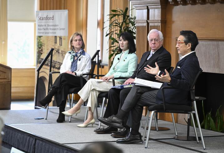 Katherine (Kemy) Monhan, Rui Matsukawa, Tom Schieffer, and Victor Cha at a panel discussion.