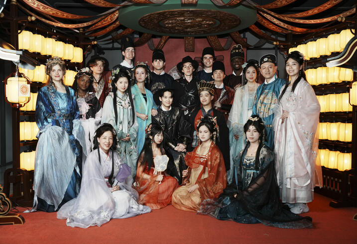 A group dresses up in traditional Chinese attire.