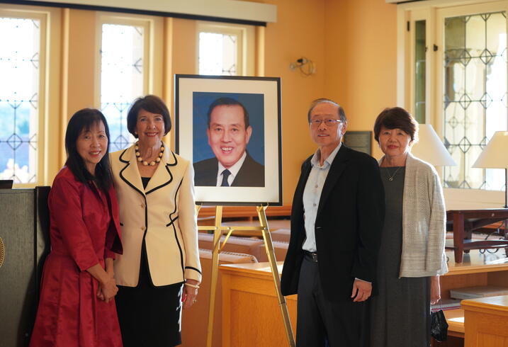 Susan Shirk poses with the Hsieh family. 