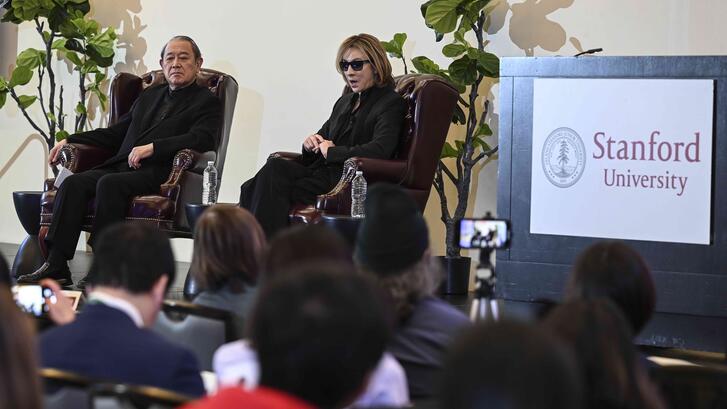 YOSHIKI and Ichiro Fujisaki at The Future of Social Tech conference.