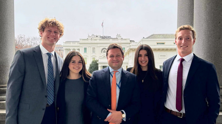 Students from Gordian Knot Center classes at the White House with NSC Senior Director for Technology and National Security Tarun Chhabra in Washington D.C.